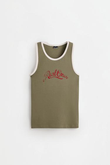 Contrast print tank top — PALE GREEN 6