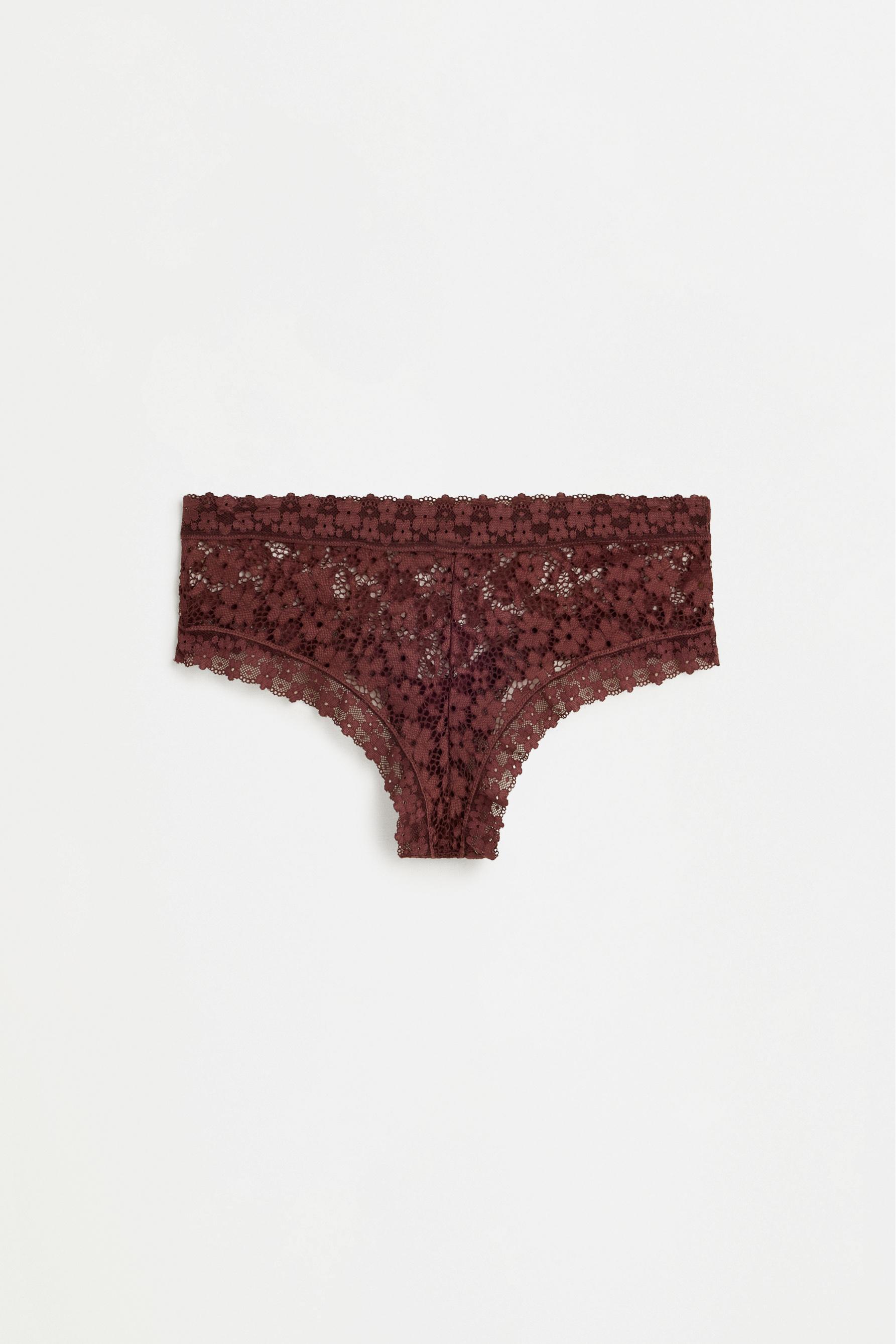 Lace hipster briefs — CHOCOLATE