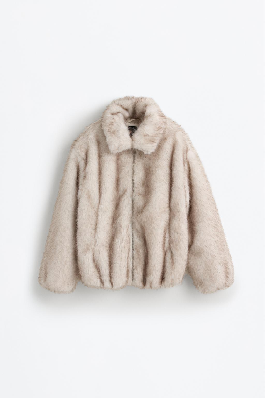 Faux fur bomber jacket