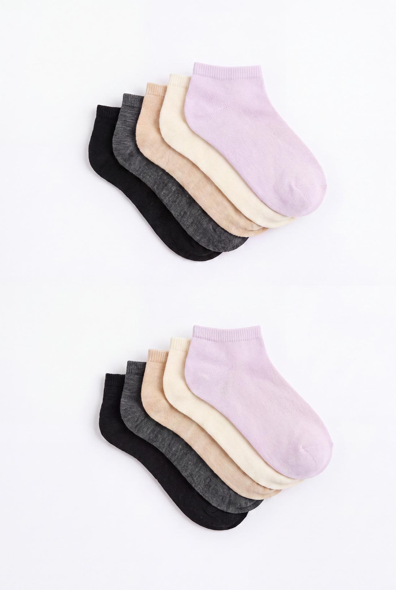 Plain ankle socks (Pack 10) — LILAC