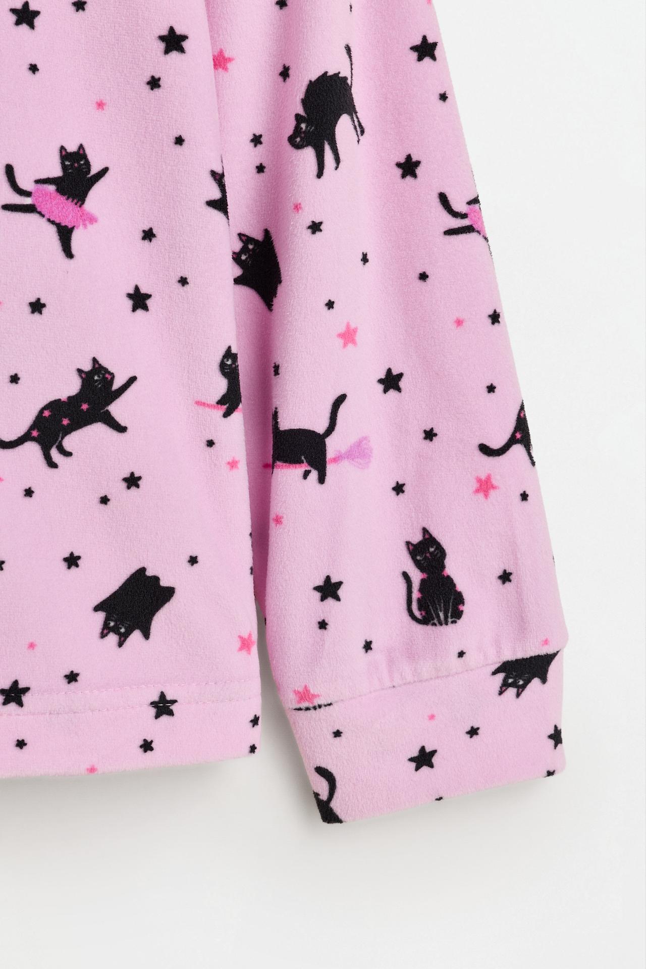 Black cat print pajamas — PINK