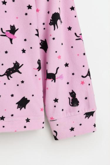 Black cat print pajamas — PINK 4