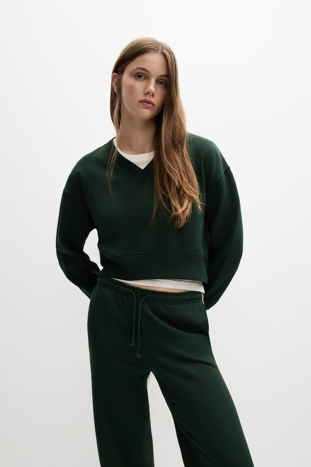 Sweatshirt decote em V