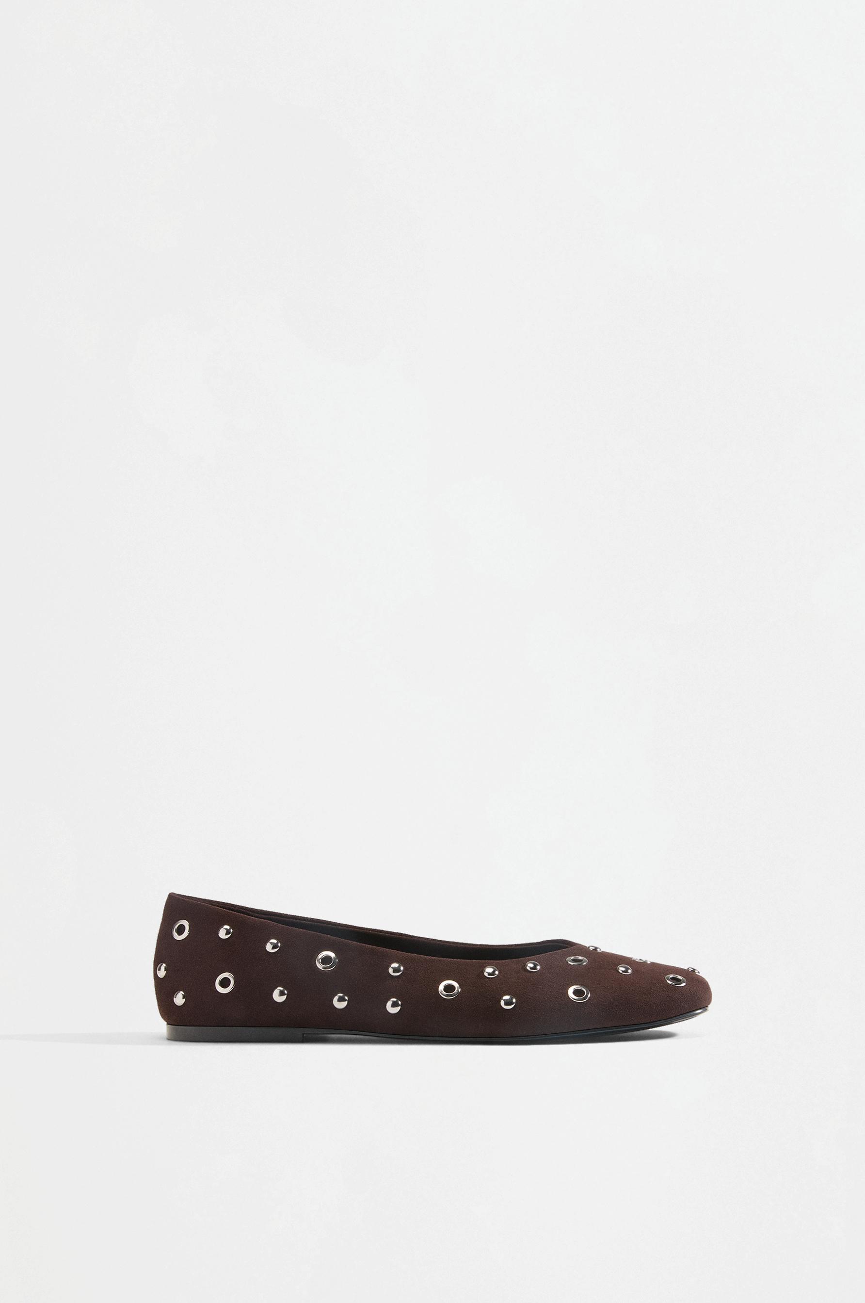 Studded ballet flats — BROWN