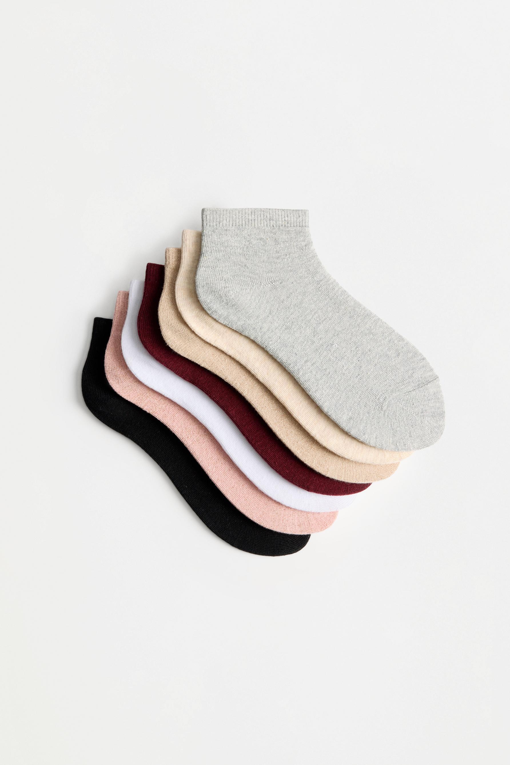 7-Pack of contrast ankle socks — PINK