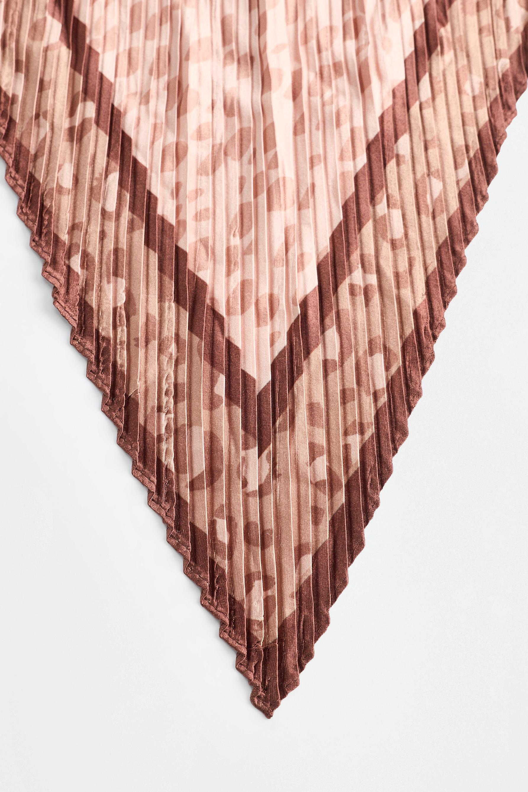 Pleated animal print satin scarf — LEOPARD PRINT