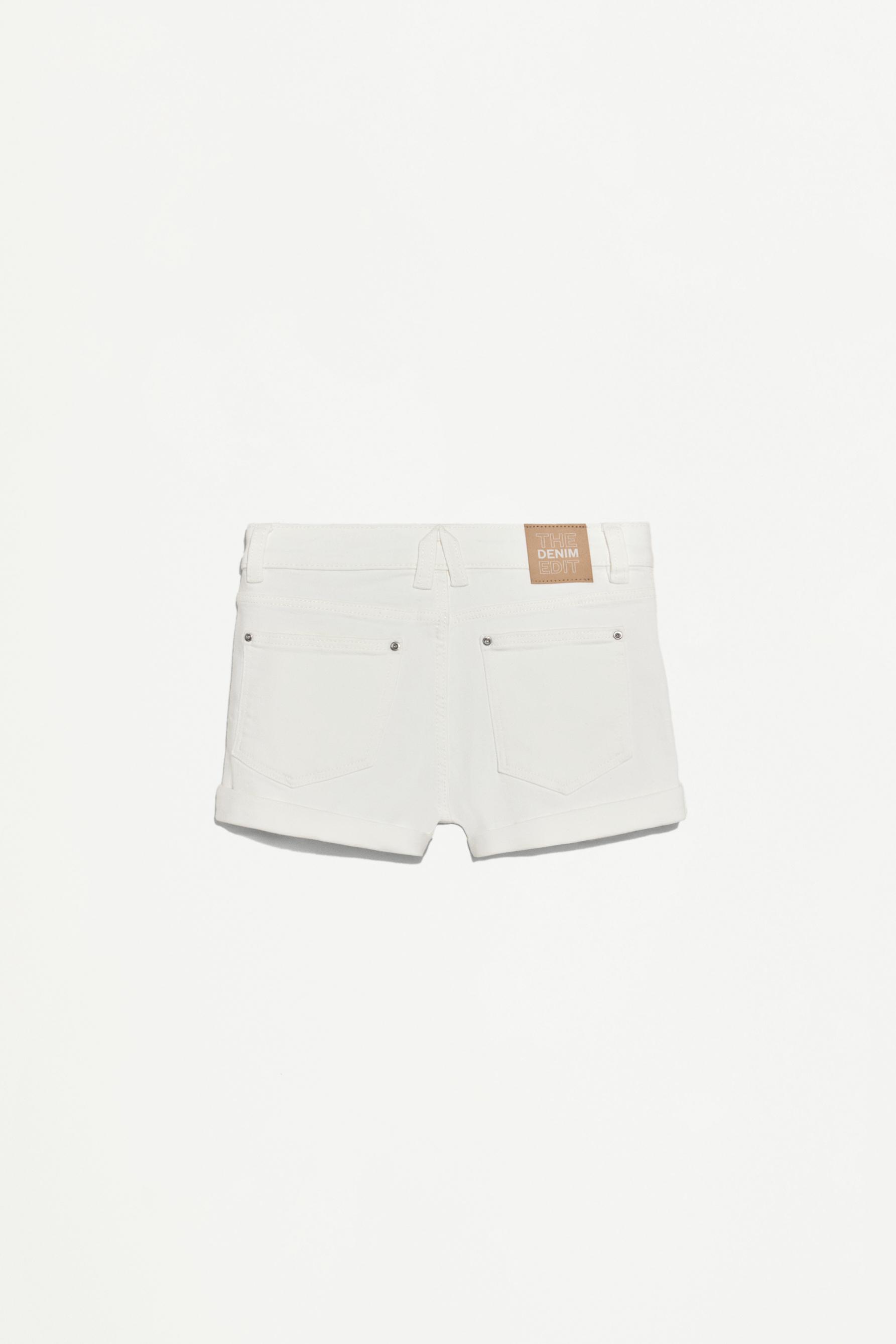 Stretch denim shorts — ECRU