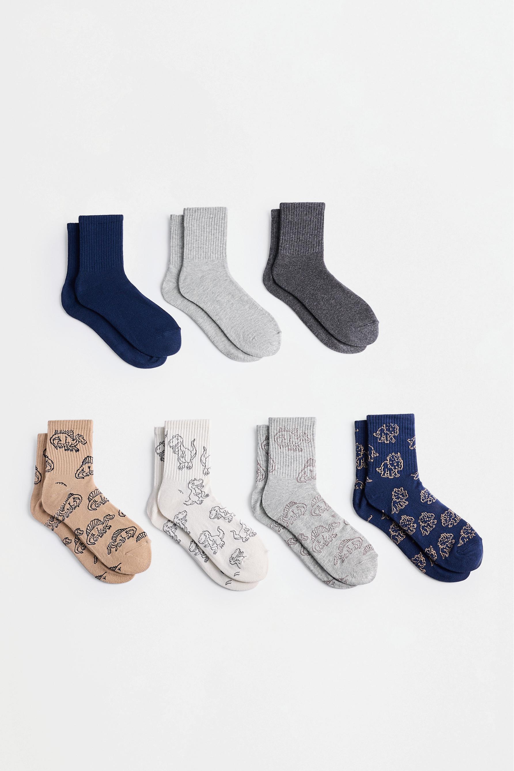 Dinosaur Ankle Socks (7-Pack) — GREY MARL