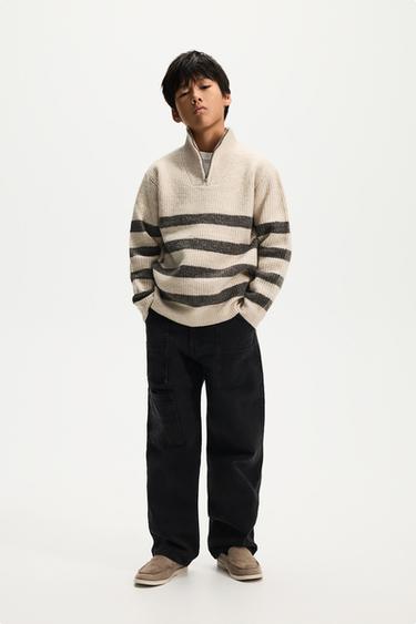 Striped zipper sweater — MINK 1