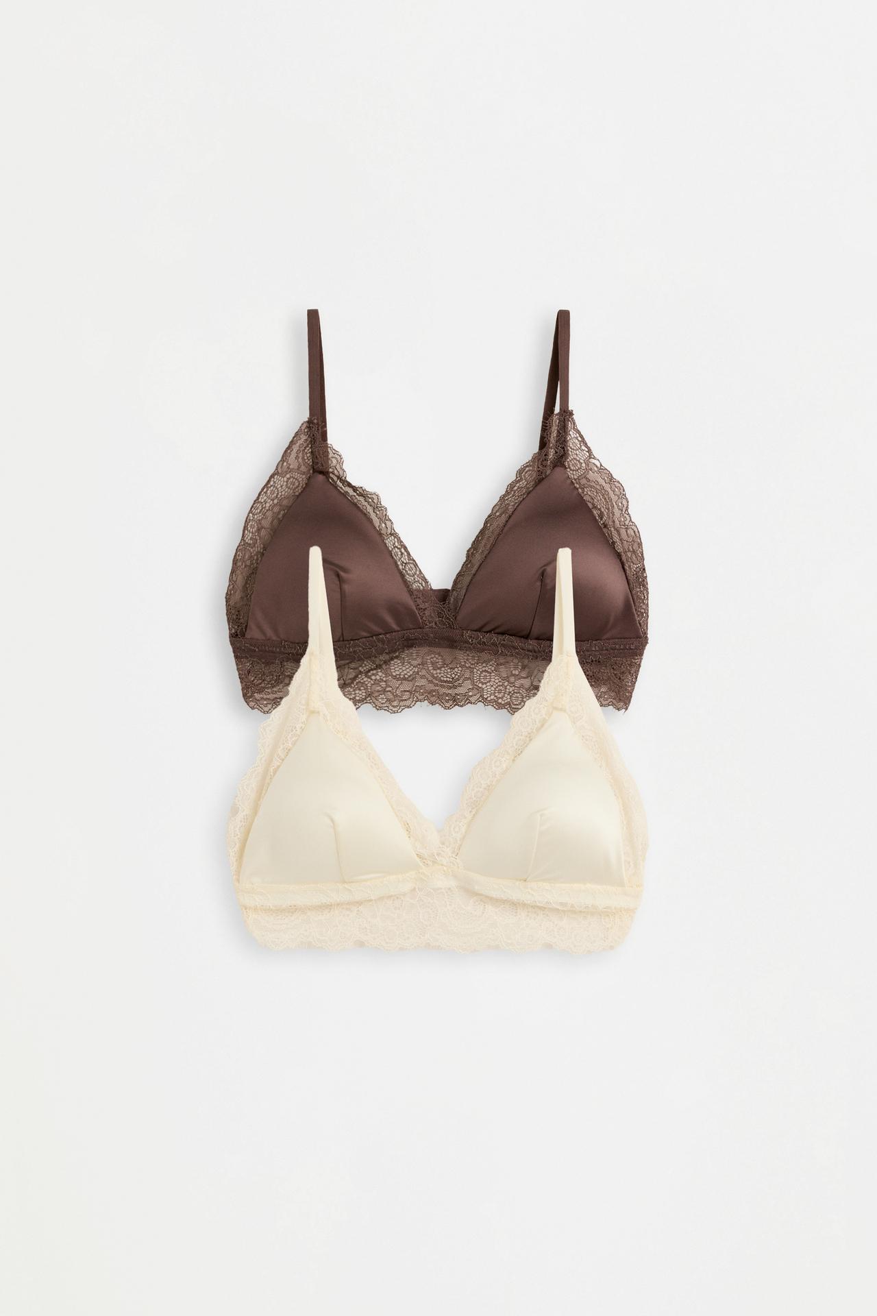Satin Lace Bra (Pack of 2) — VANILLA