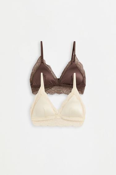 Satin Lace Bra (Pack of 2) — VANILLA 2