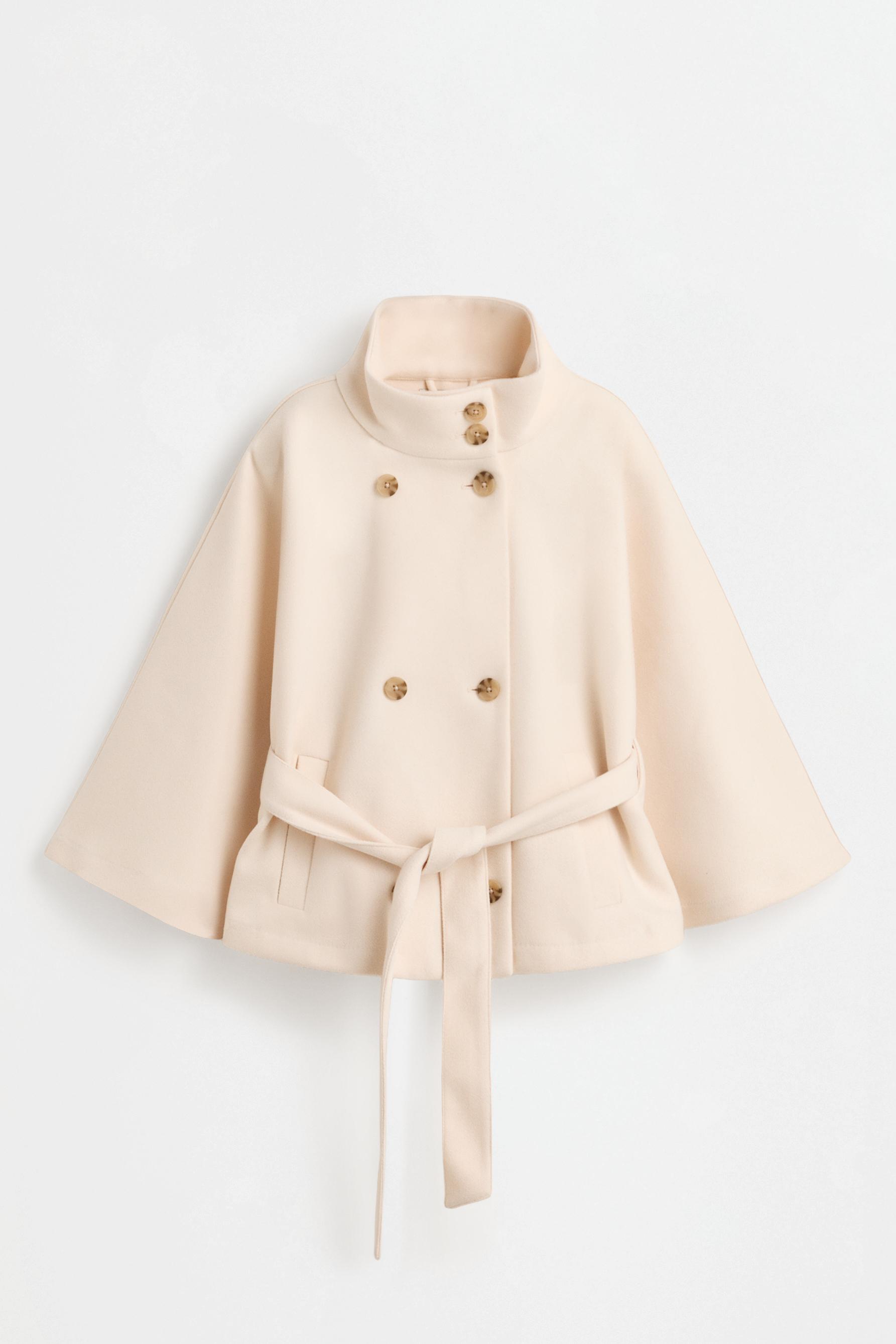 Wool-blend cape — VANILLA