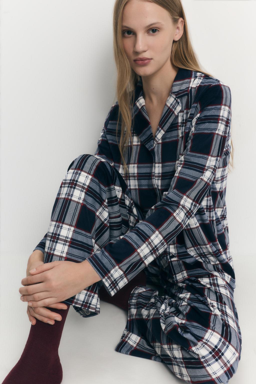 Mujer | Pijama familiar cuadros aterciopelado