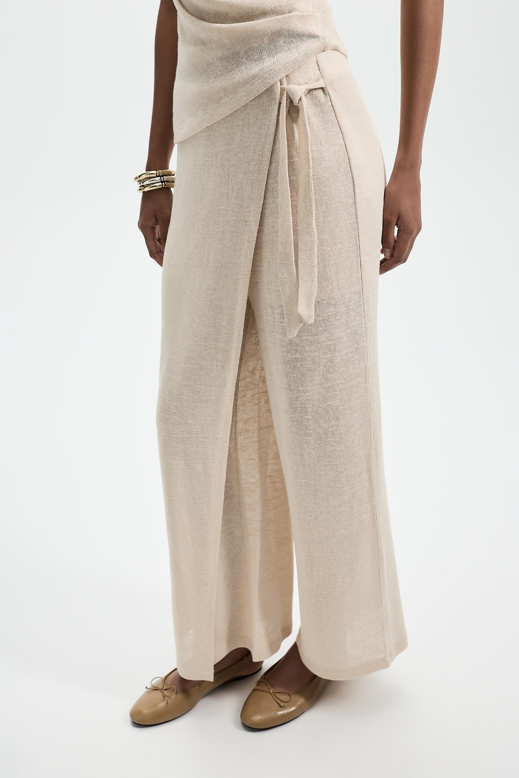 Wide-leg sarong trousers — ECRU