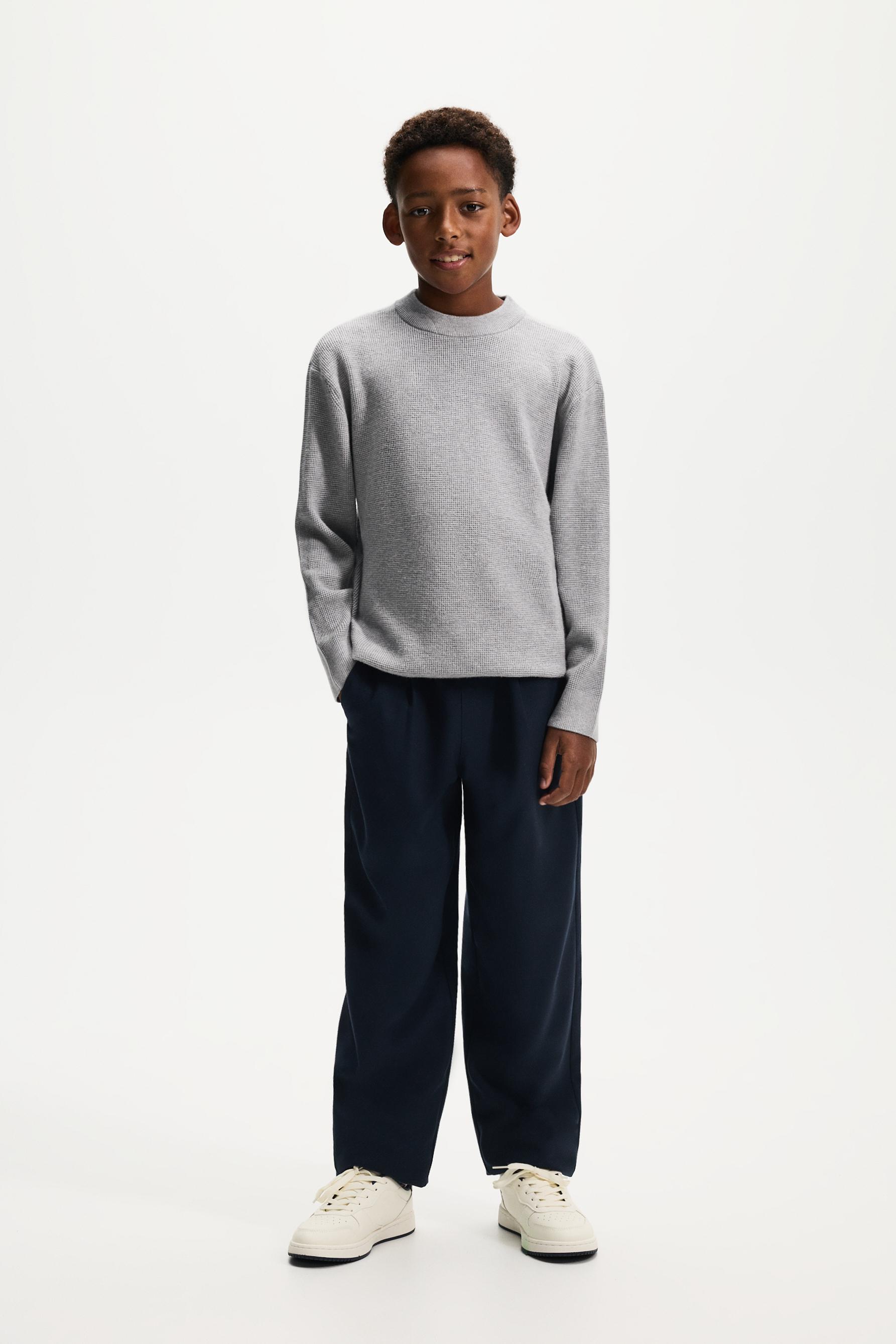 Waffle-knit sweater — GREY MARL