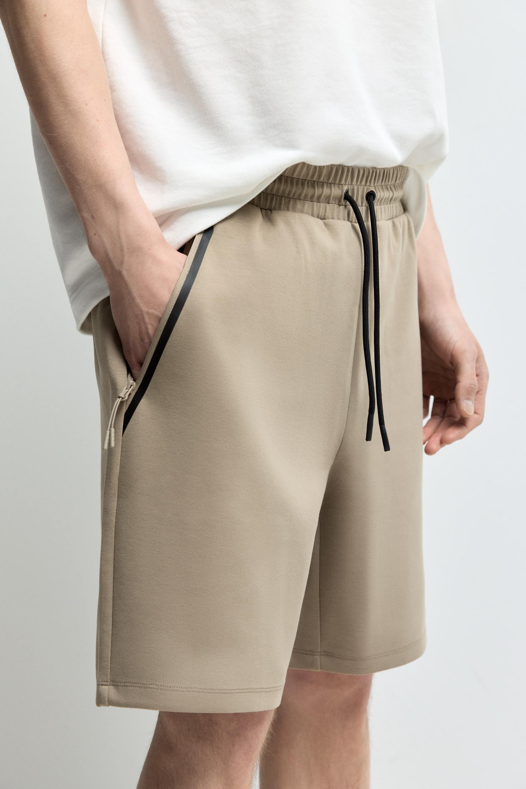 Basic interlock Bermuda shorts — TOBACCO BROWN