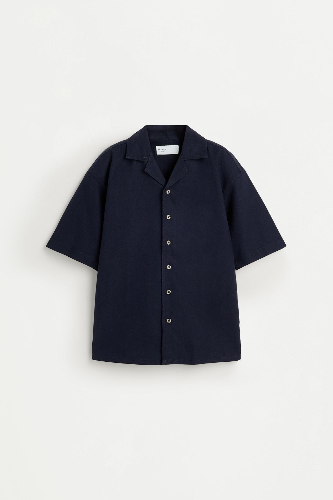 Linen-cotton resort shirt — NAVY