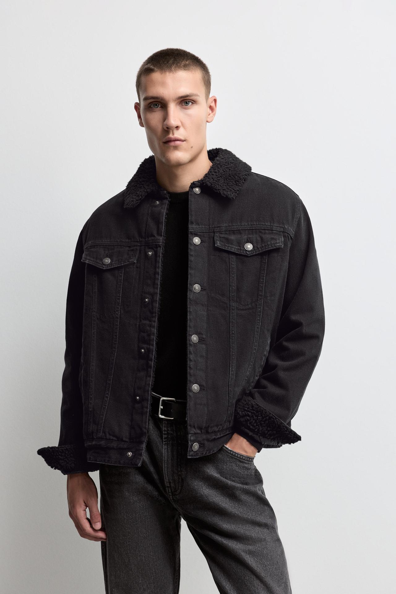Shearling collar jacket — BLACK