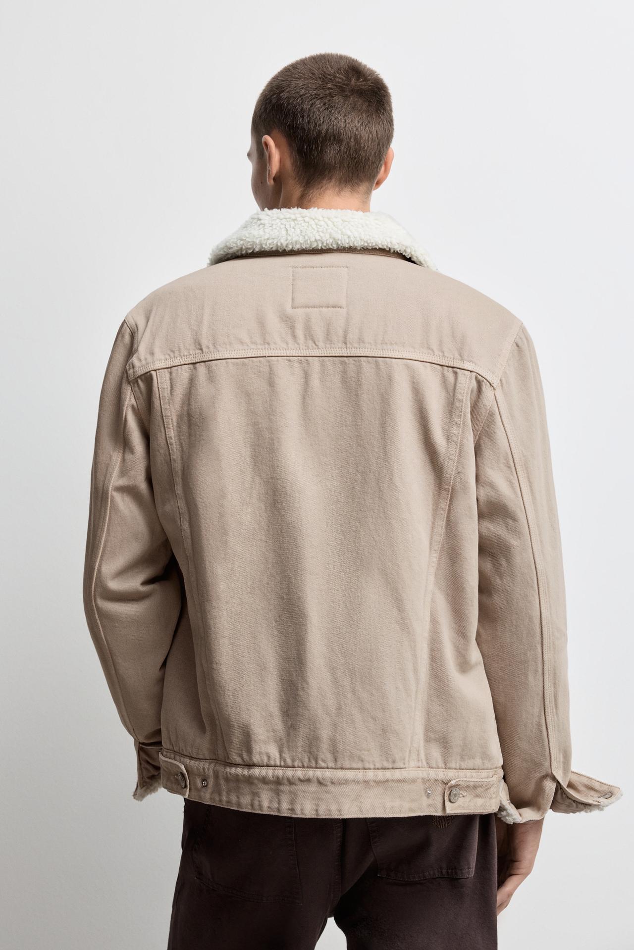 Shearling collar jacket — PALE OCHRE