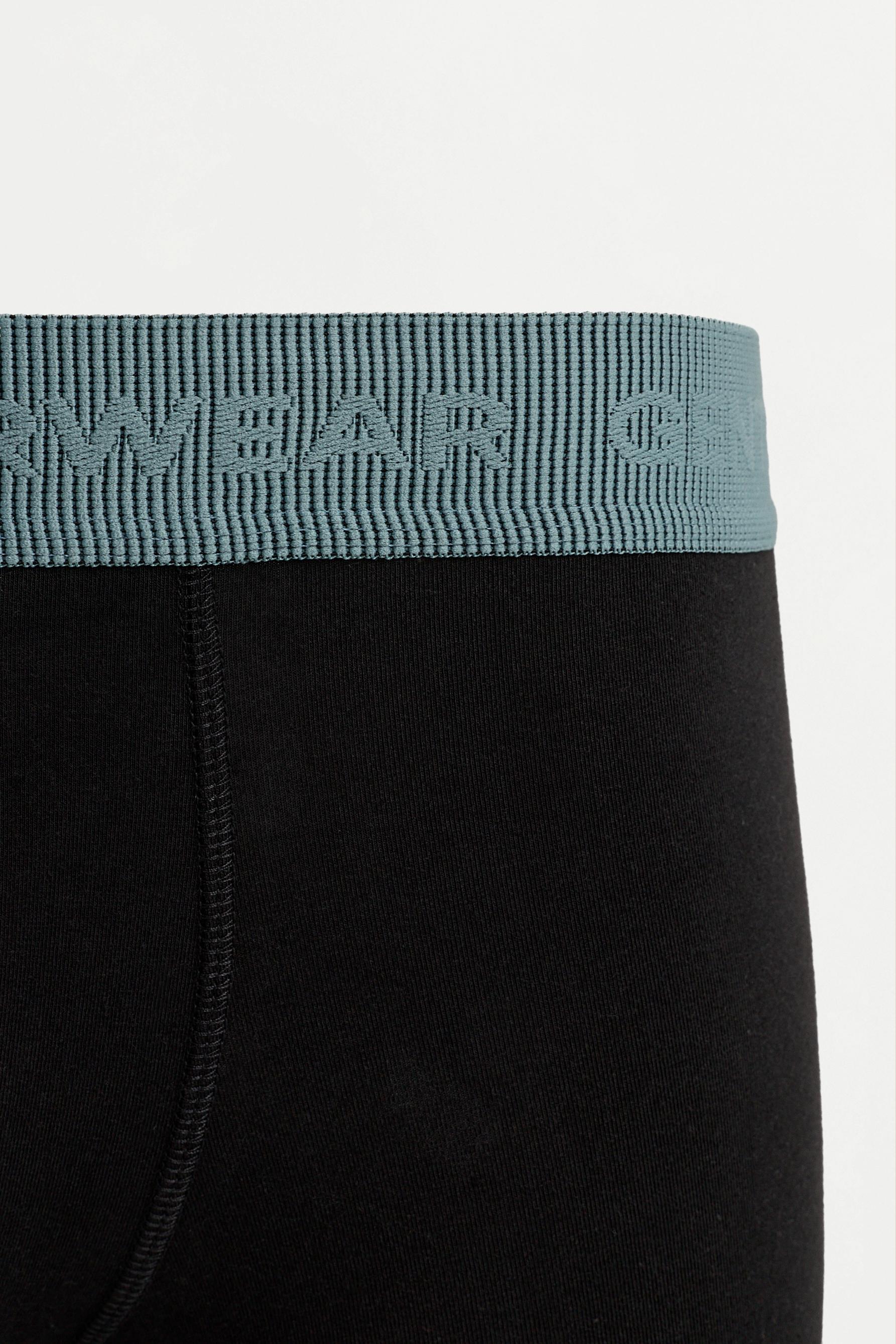 5-pack of long slogan boxers — BLACK