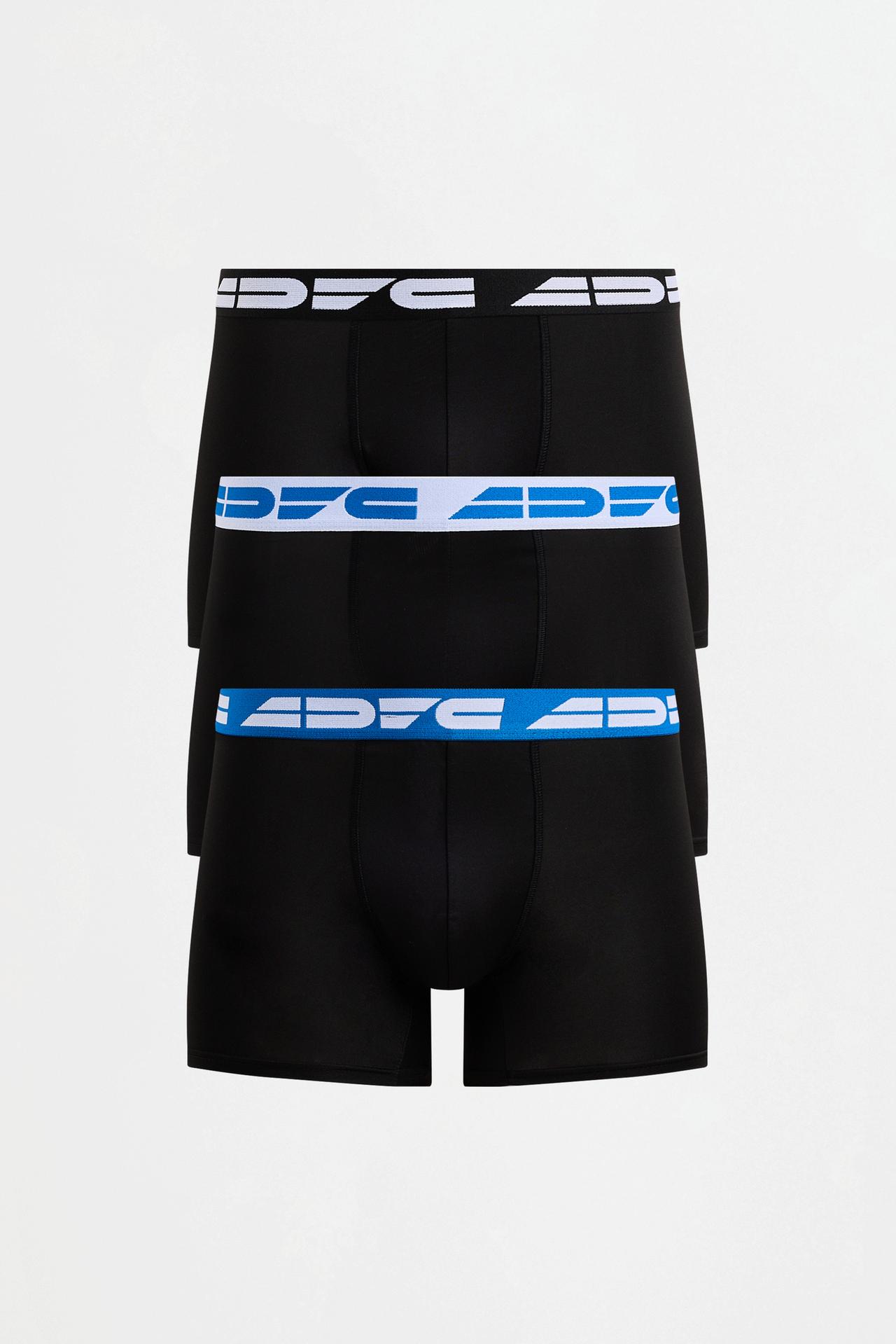 3-pack of sporty slogan long boxers — BLACK/BLUE