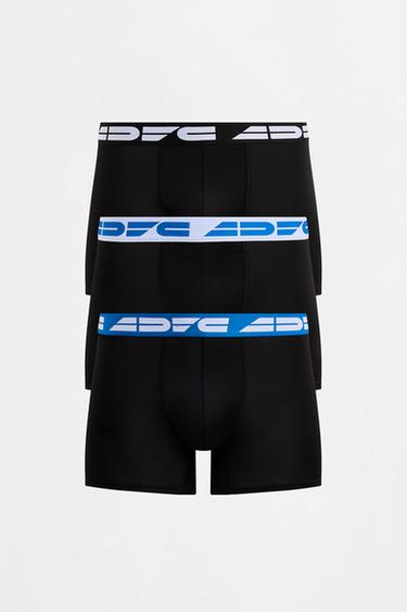 3-pack of sporty slogan long boxers — BLACK/BLUE 6