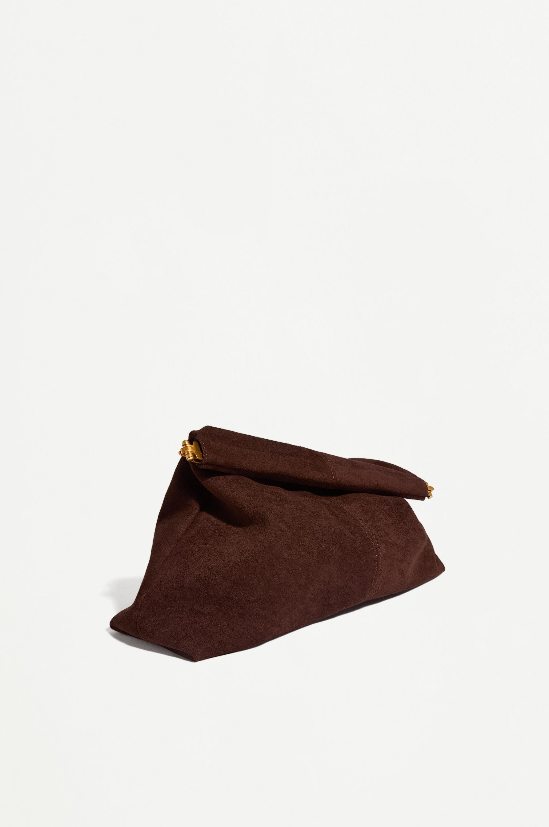 Faux suede pouch bag — BROWN