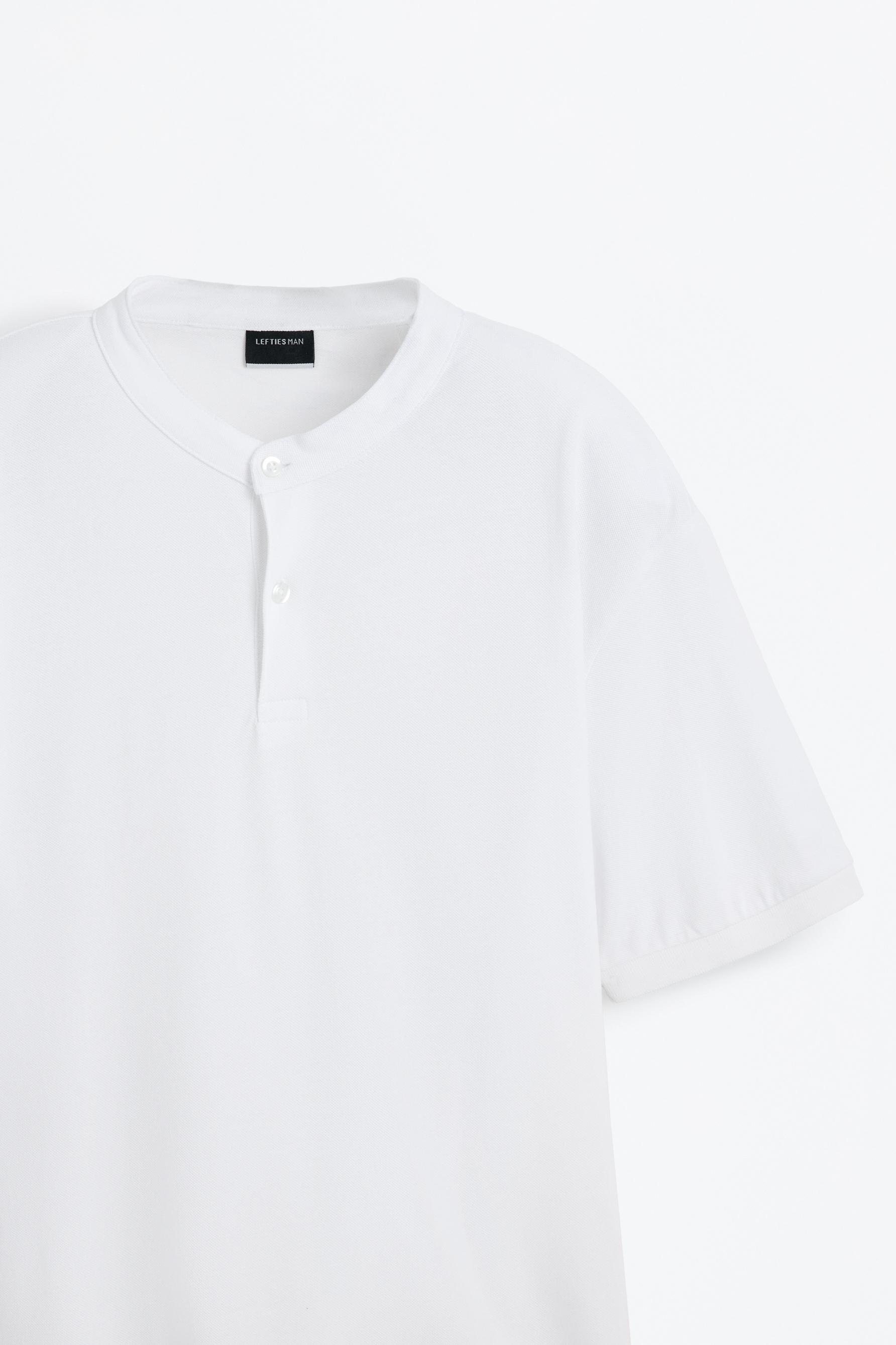Basic stand collar polo shirt — WHITE