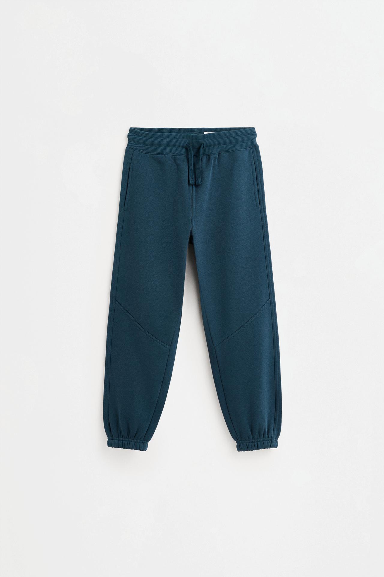 Plush trousers with knee stitching — PETROL BLUE