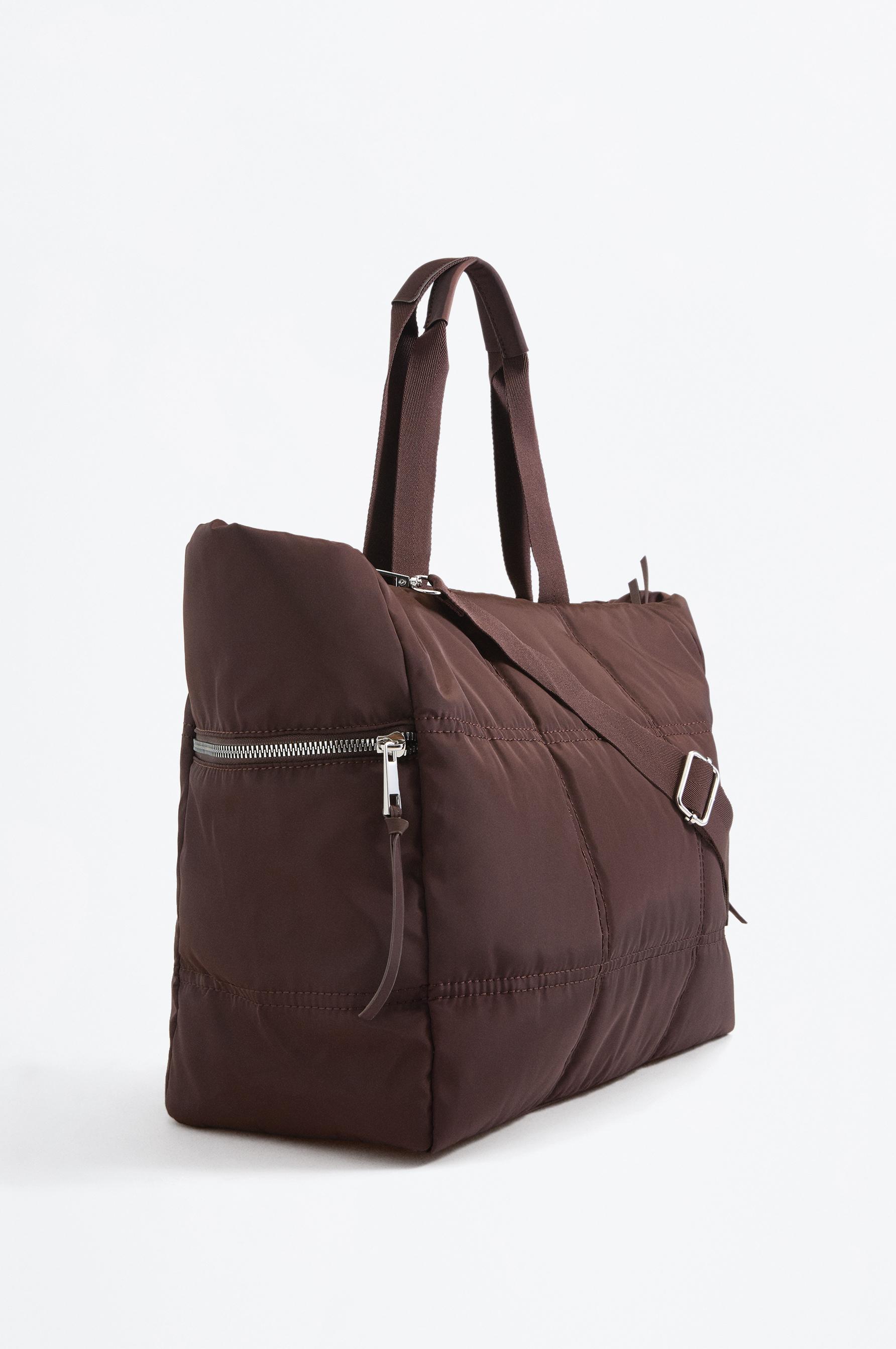 Quilted shopper bag — BROWN