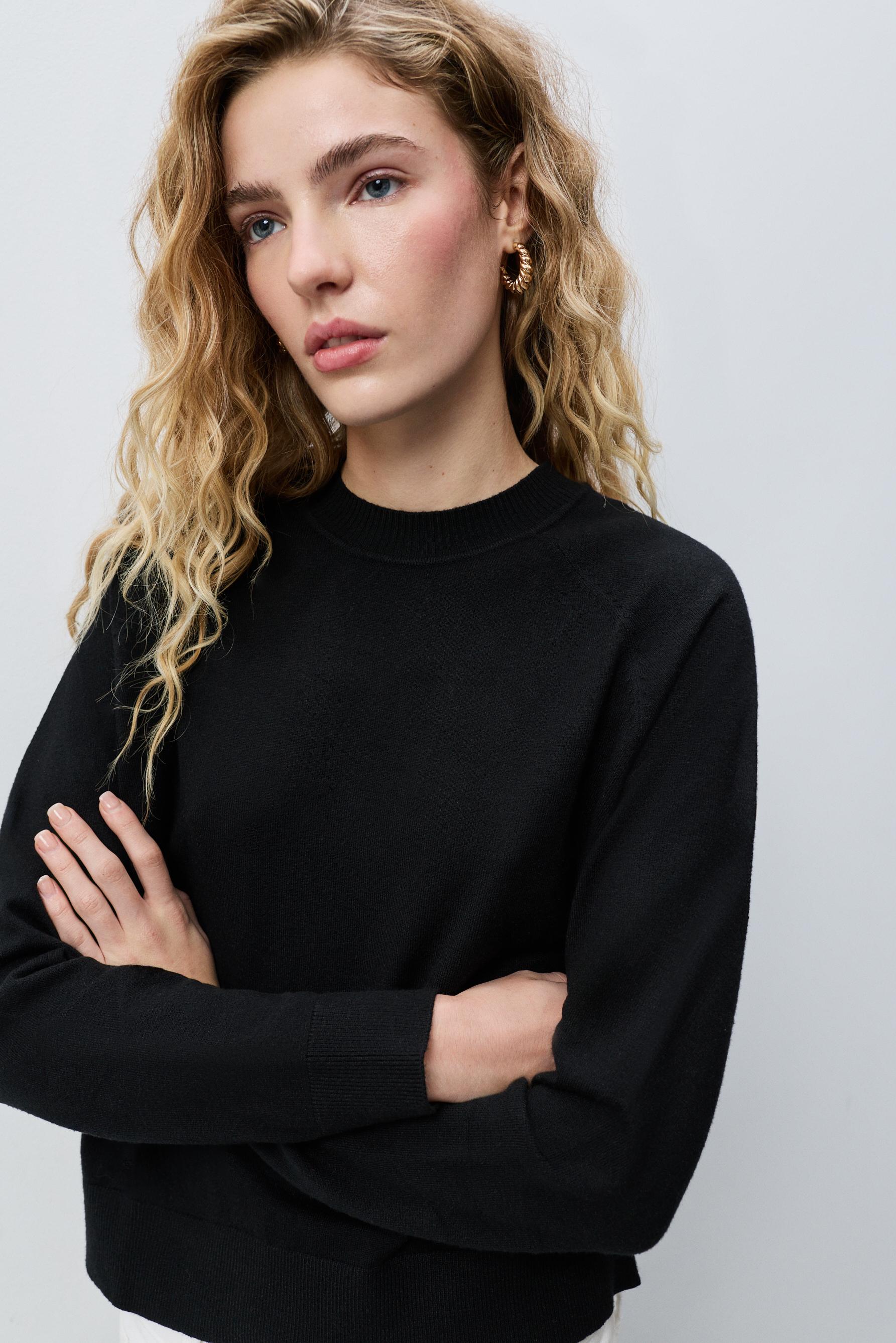 Round neck sweater — BLACK