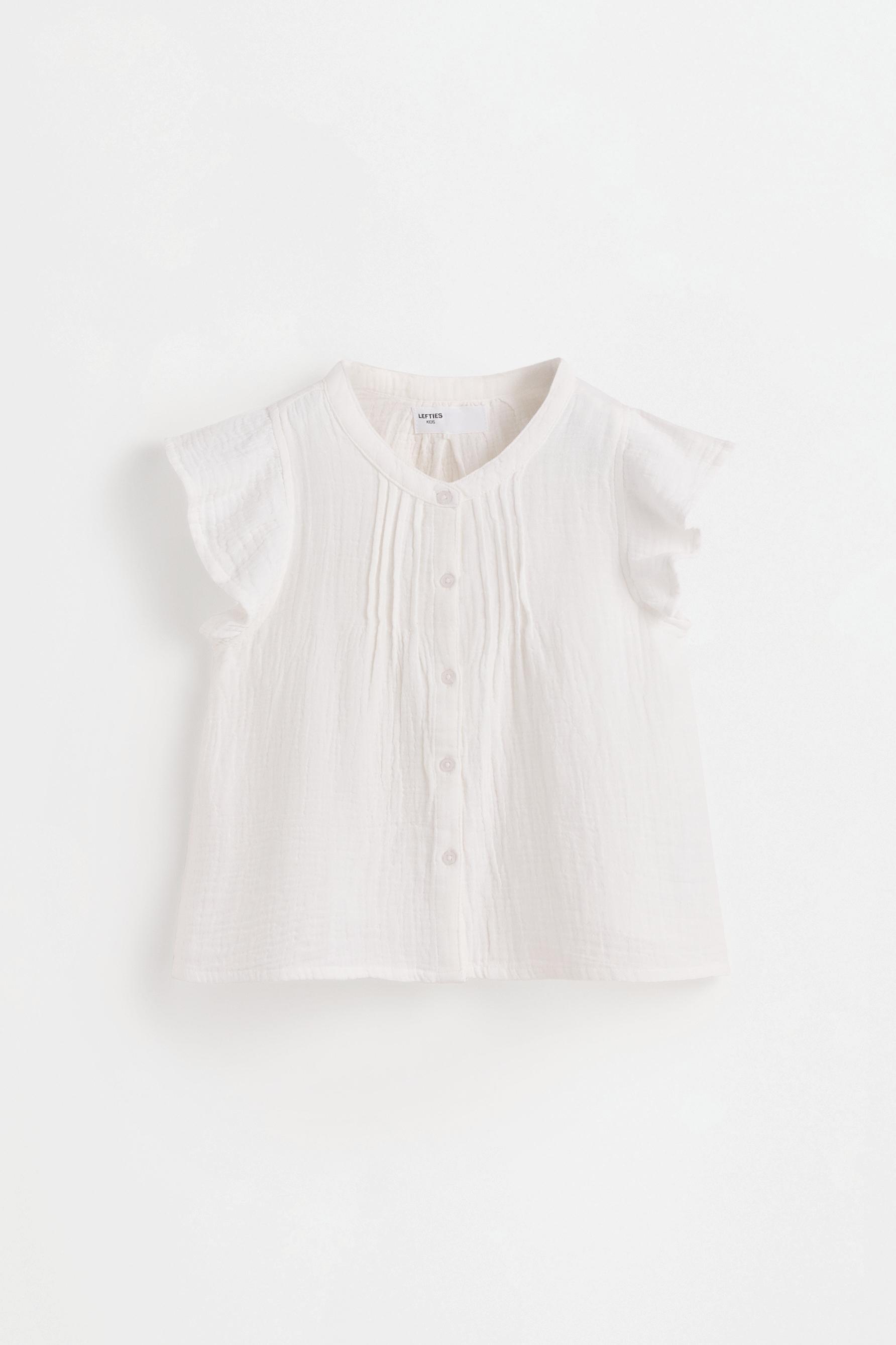 Double gauze ruffled blouse — OFF WHITE