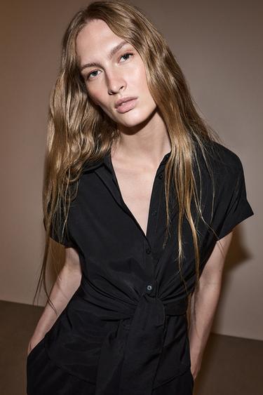 Shirt with tie detail — BLACK 3