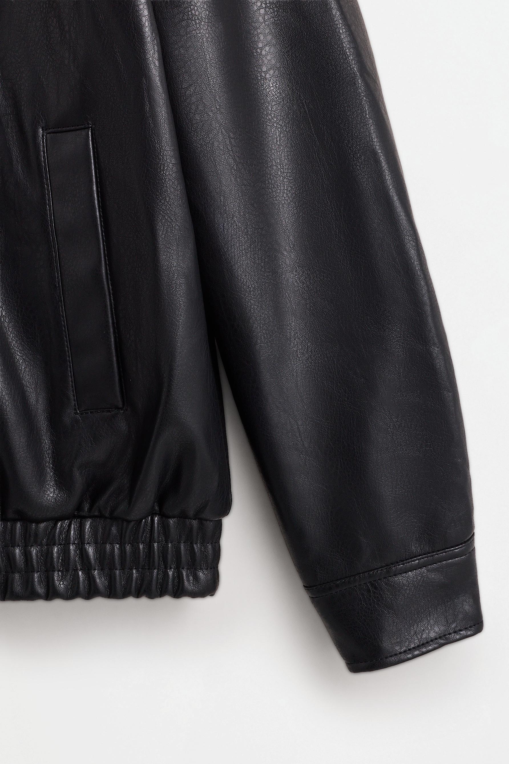 Leather-effect jacket — BLACK