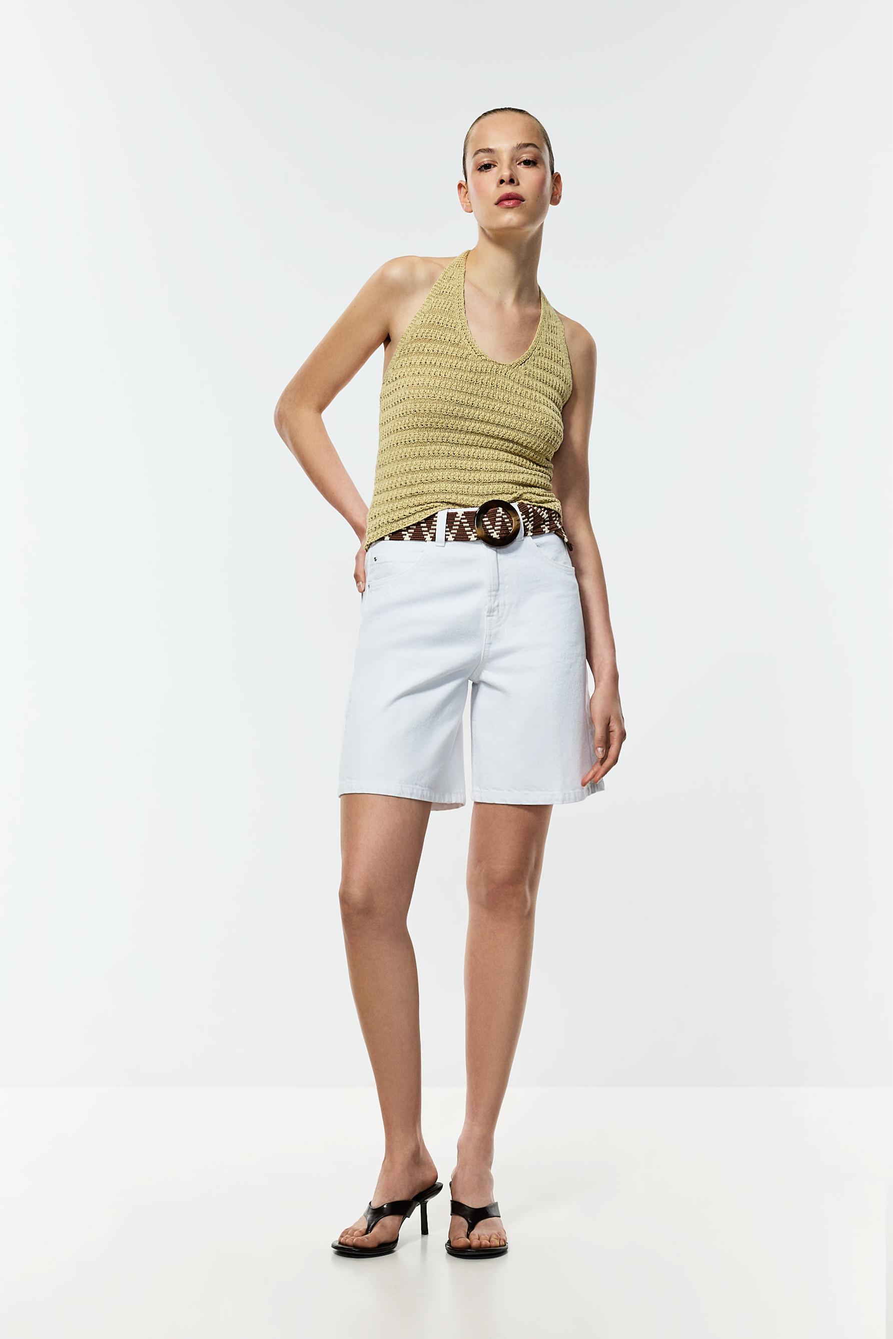 Knit halter top — PALE GREEN