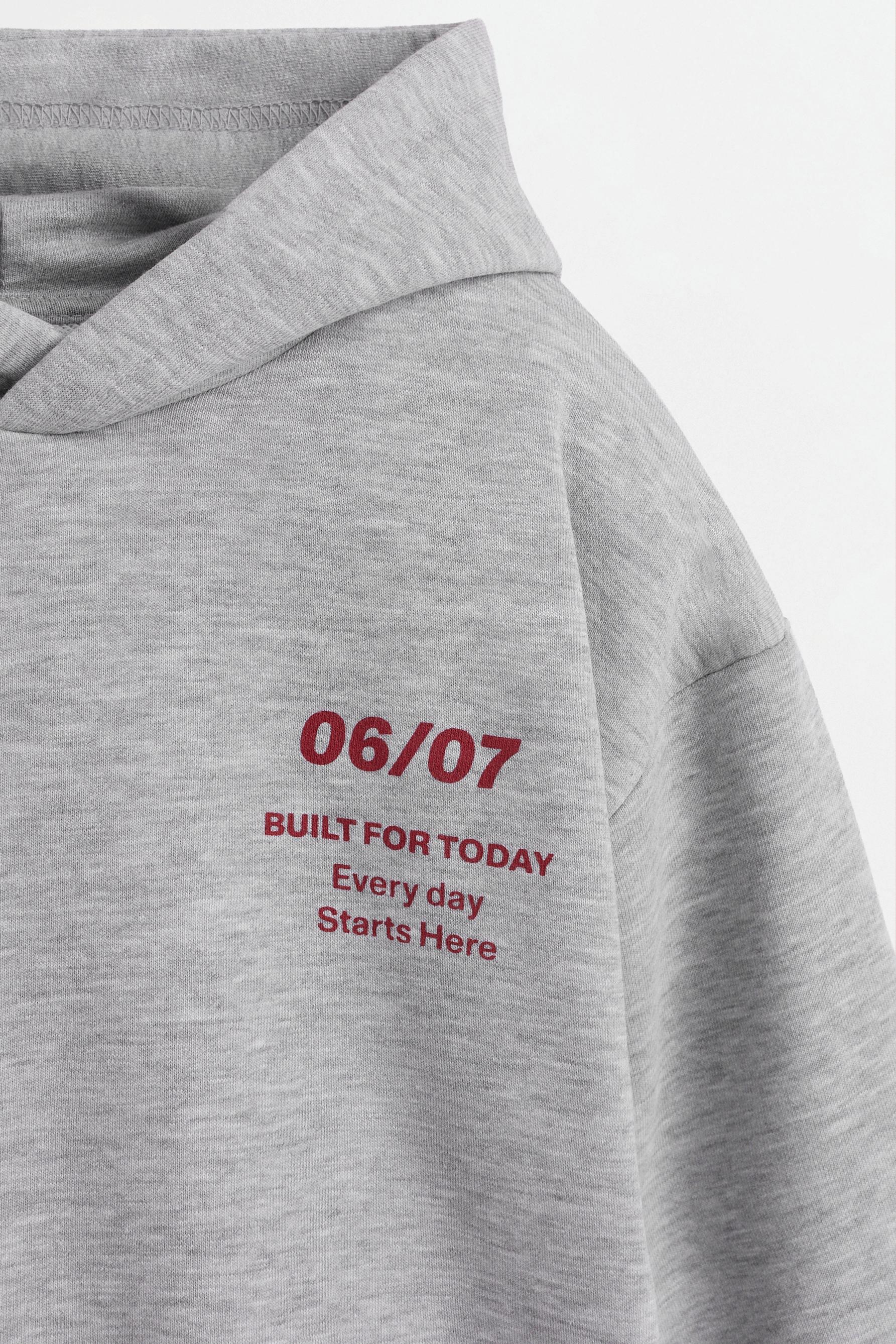 Maxi-print back hoodie — GREY MARL