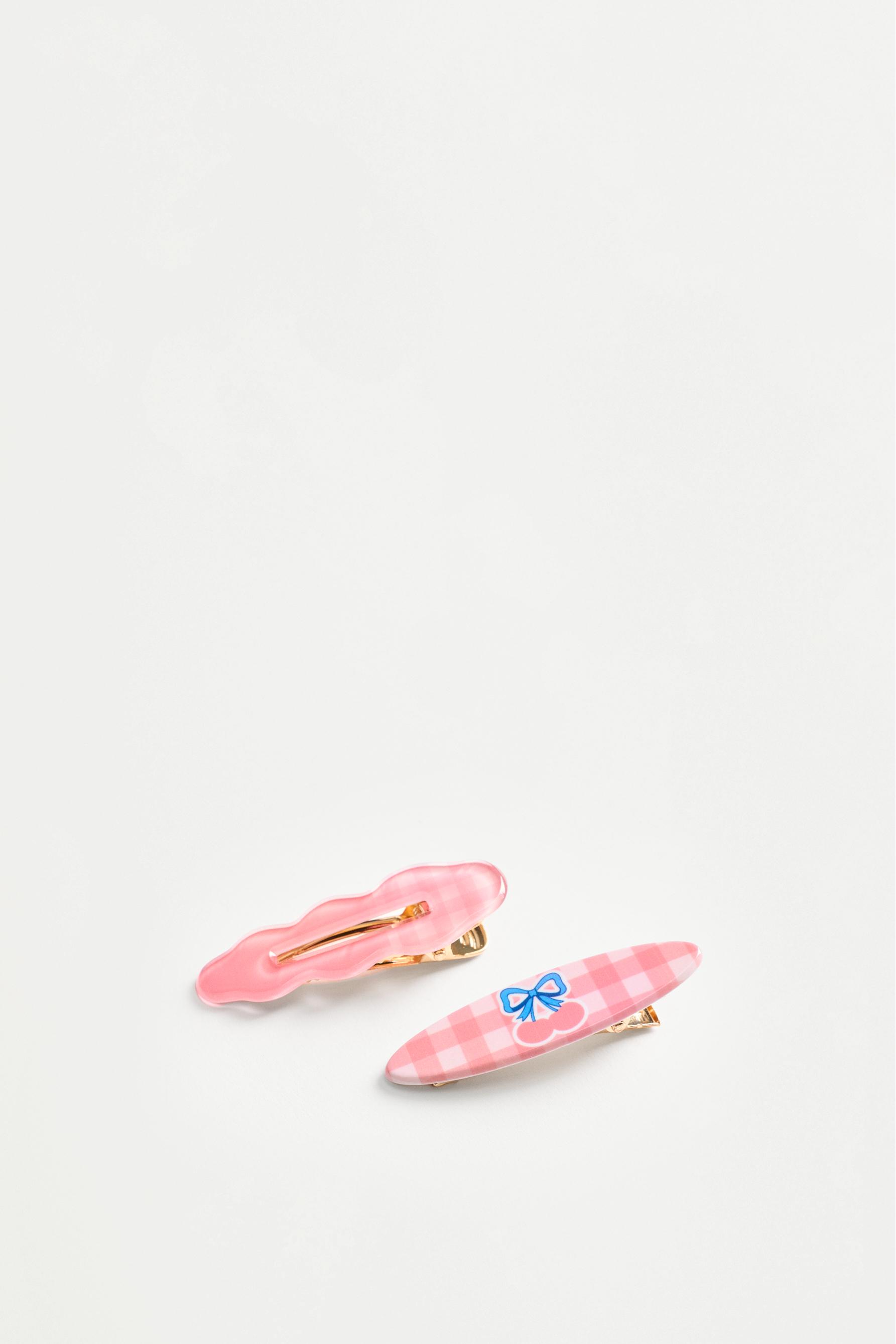 Mixed scrunchies and clips set (8 pack) — PINK