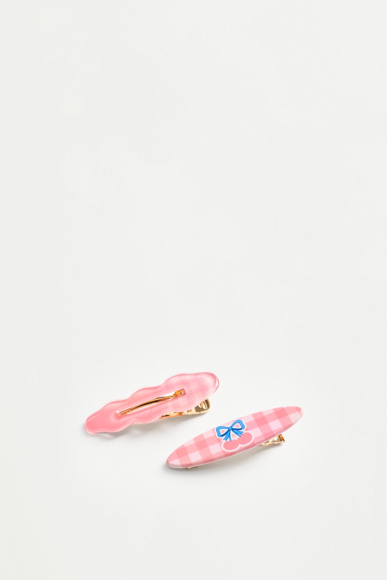 Mixed scrunchies and clips set (8 pack) — PINK