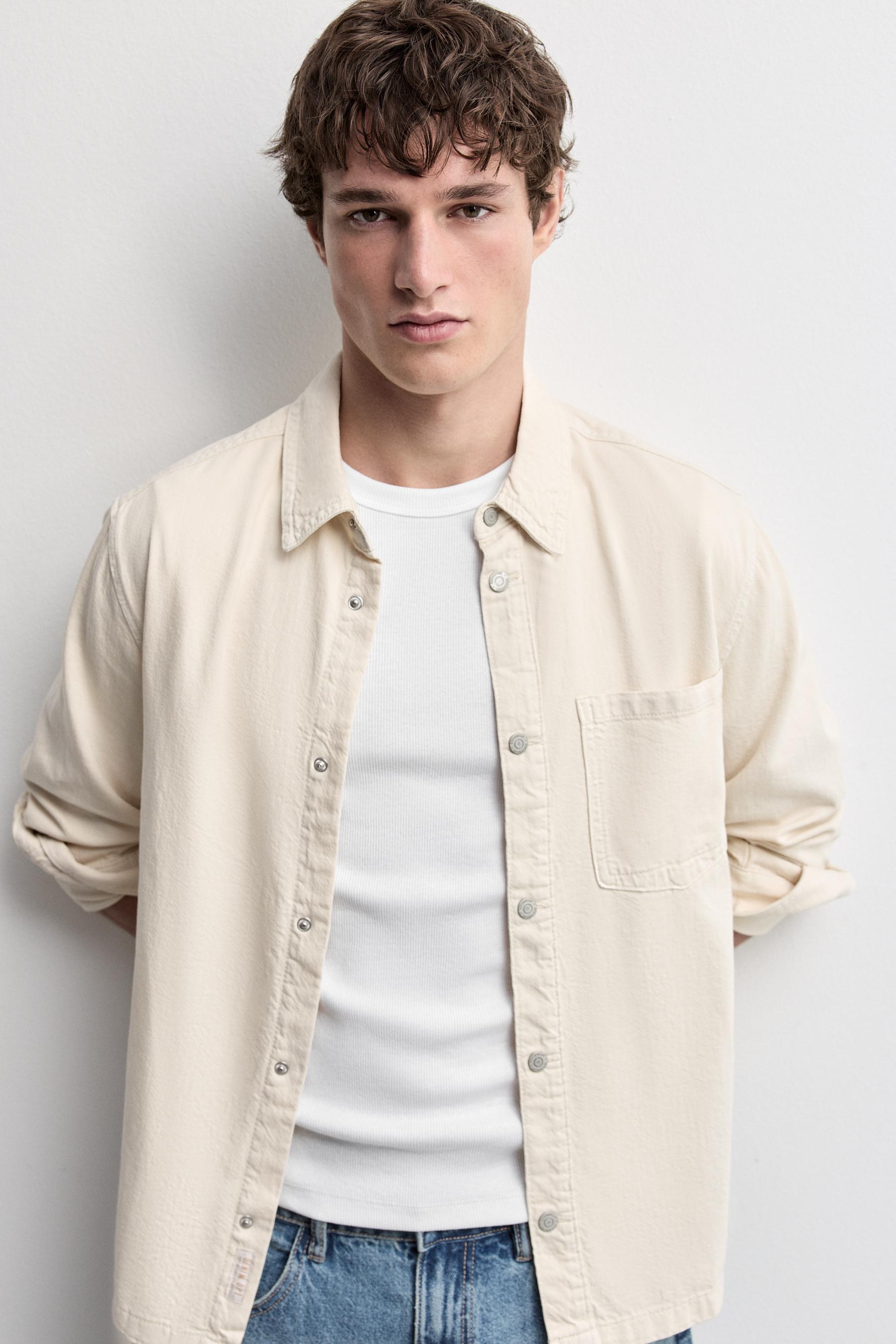 Lightweight denim overshirt — ECRU
