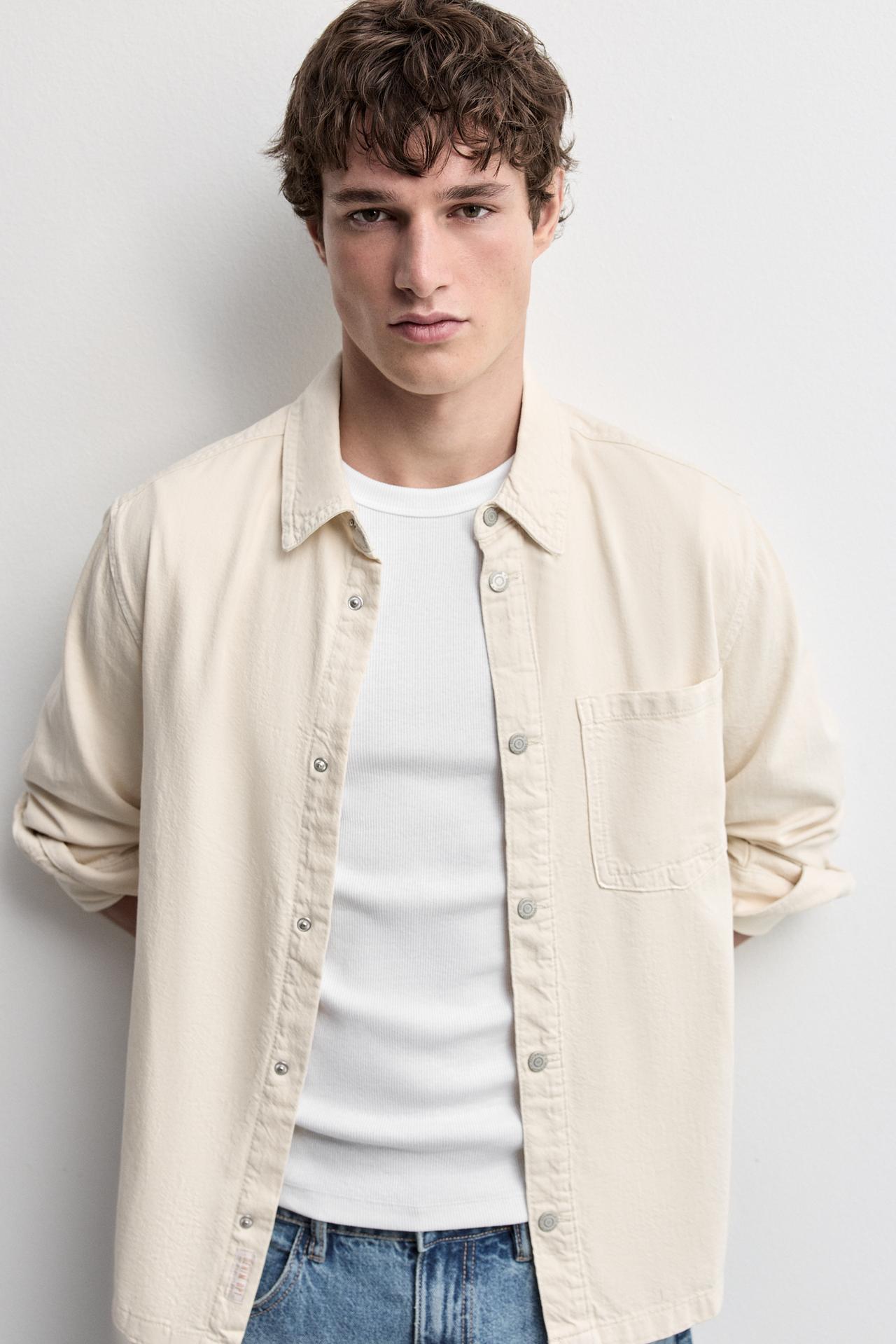 Lightweight denim overshirt — ECRU