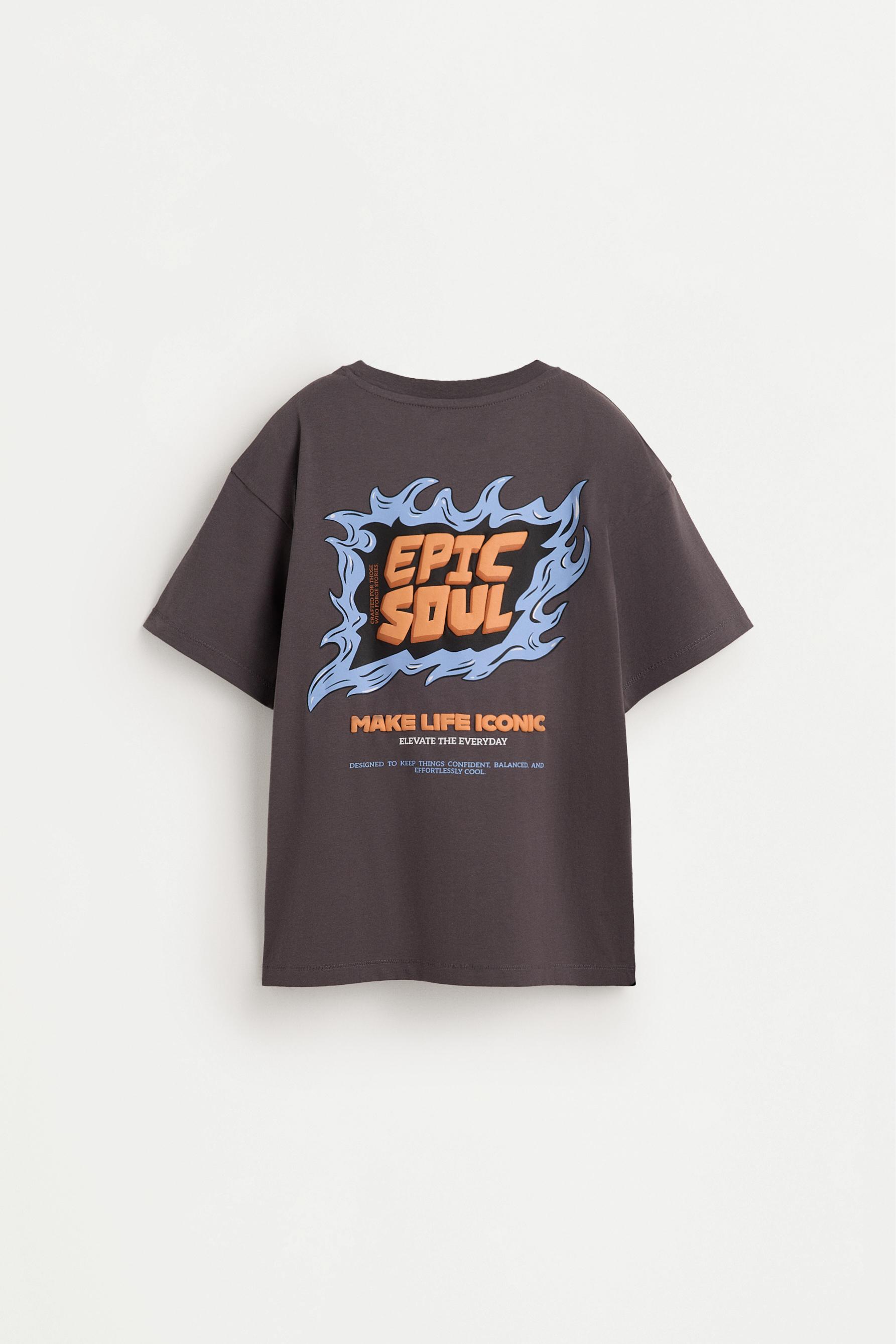 T-shirt with pocket and back maxi print — CHARCOAL GREY