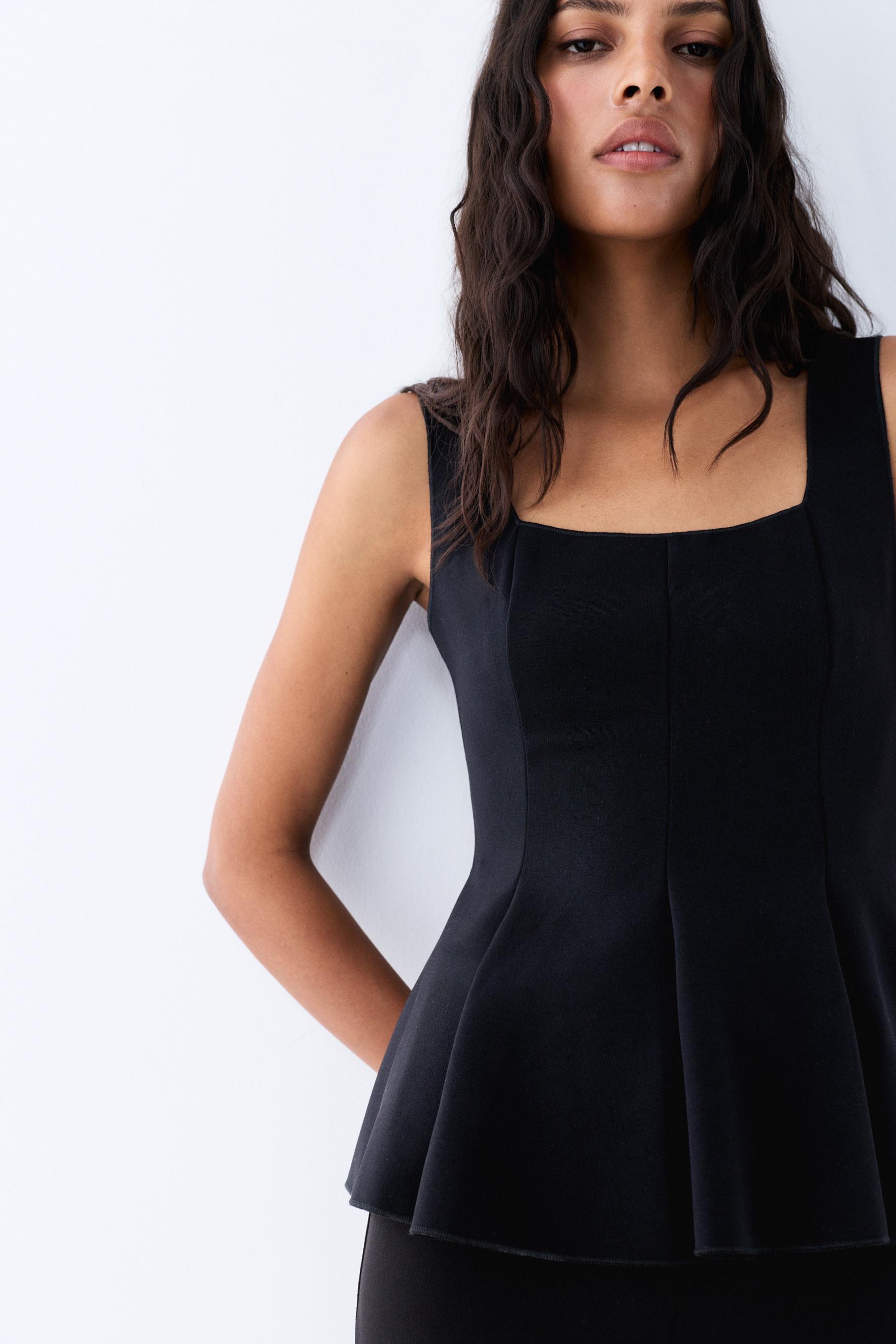 Peplum top — BLACK