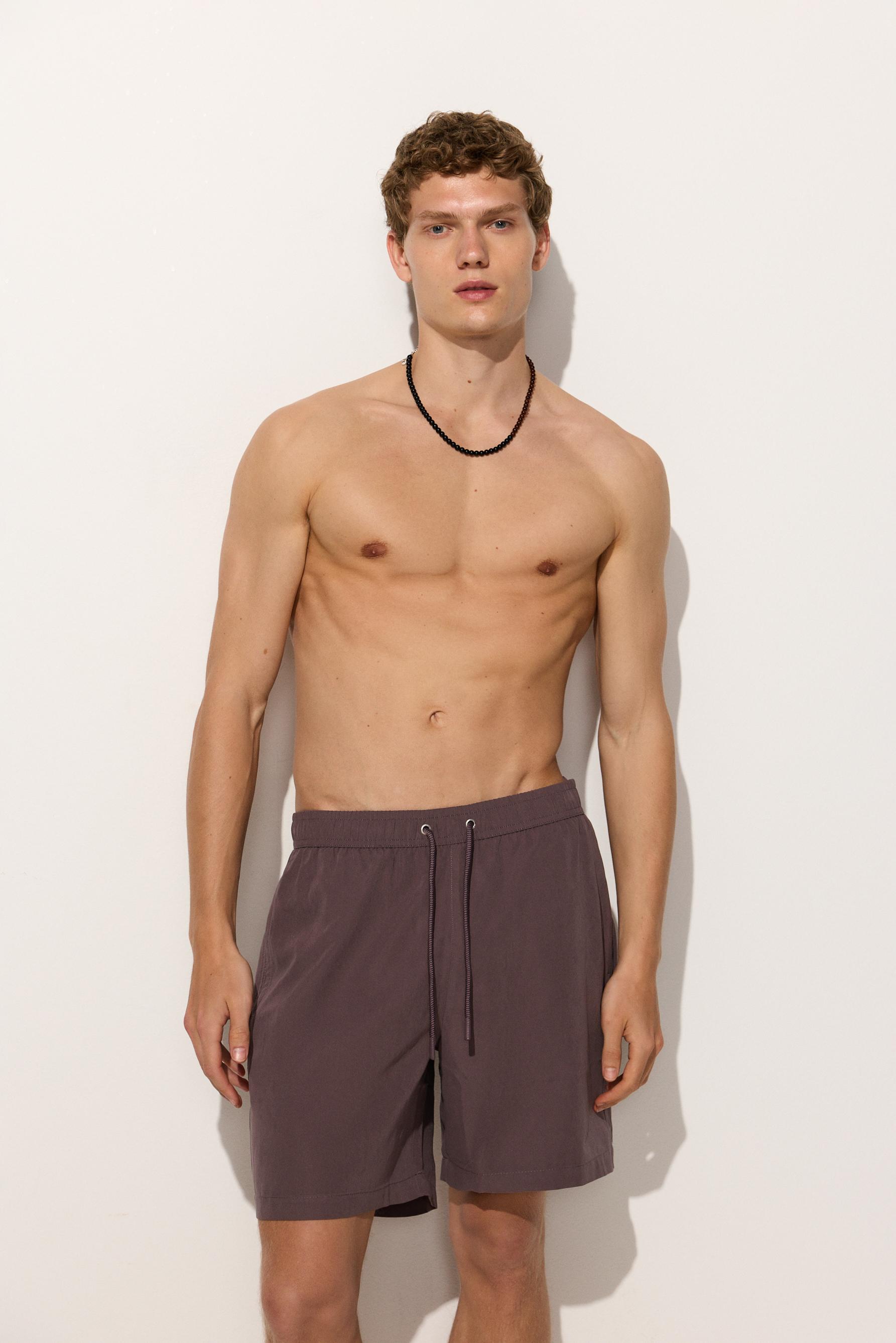 Basic long swim trunks — DARK MAUVE