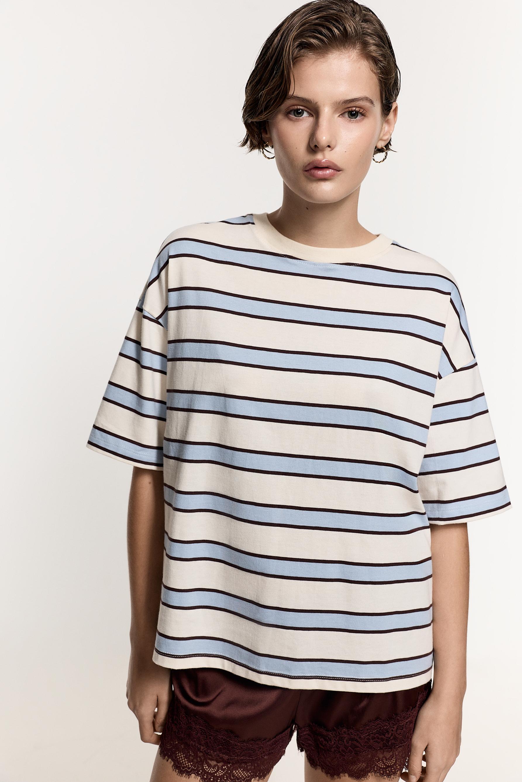 Women's Beige Striped T-Shirt — ECRU