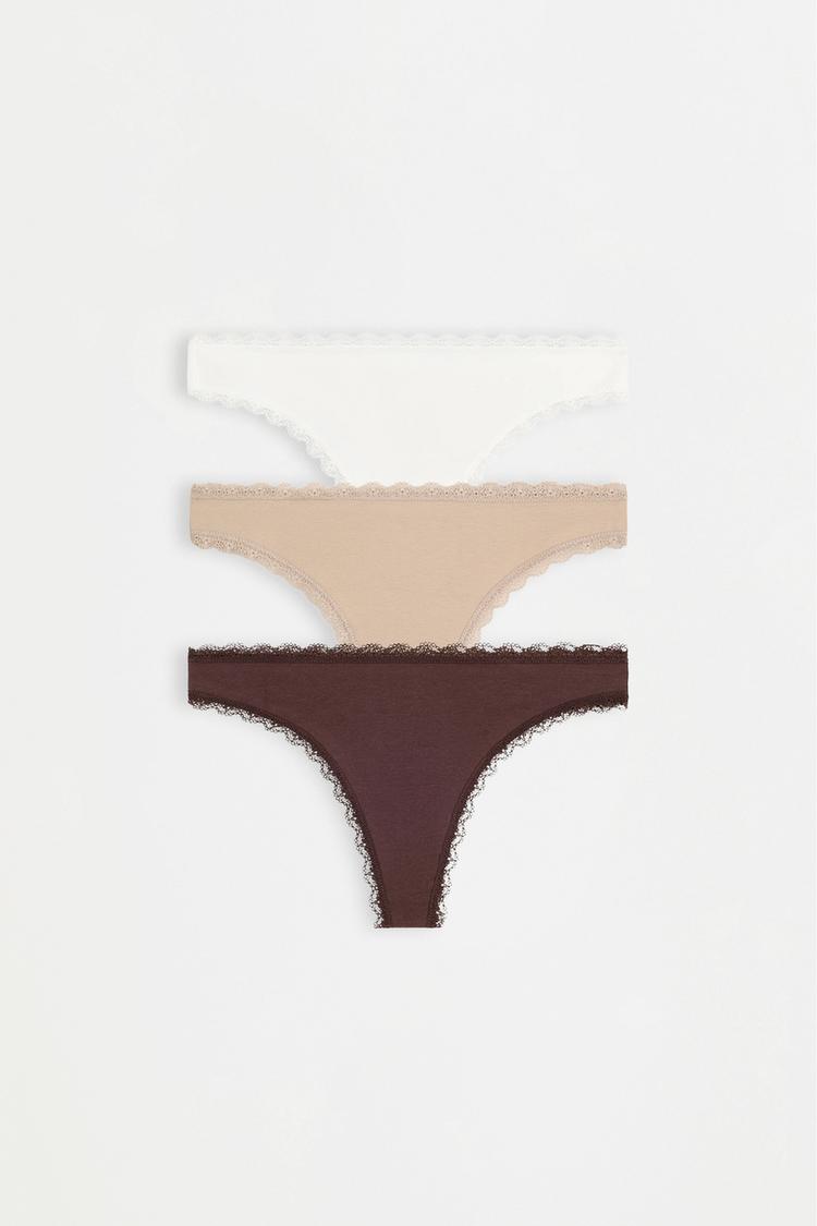 Cotton stretch Brazilian briefs (3-Pack) — MINK