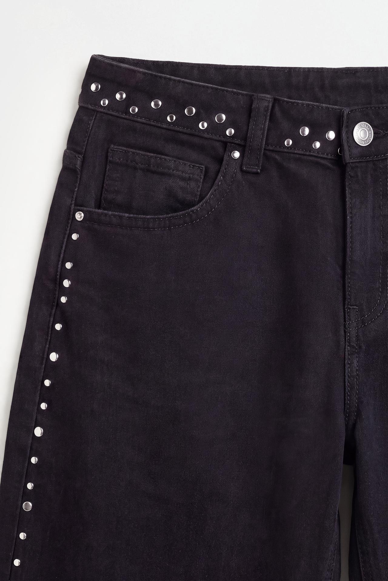Studded barrel jeans — PALE CHARCOAL