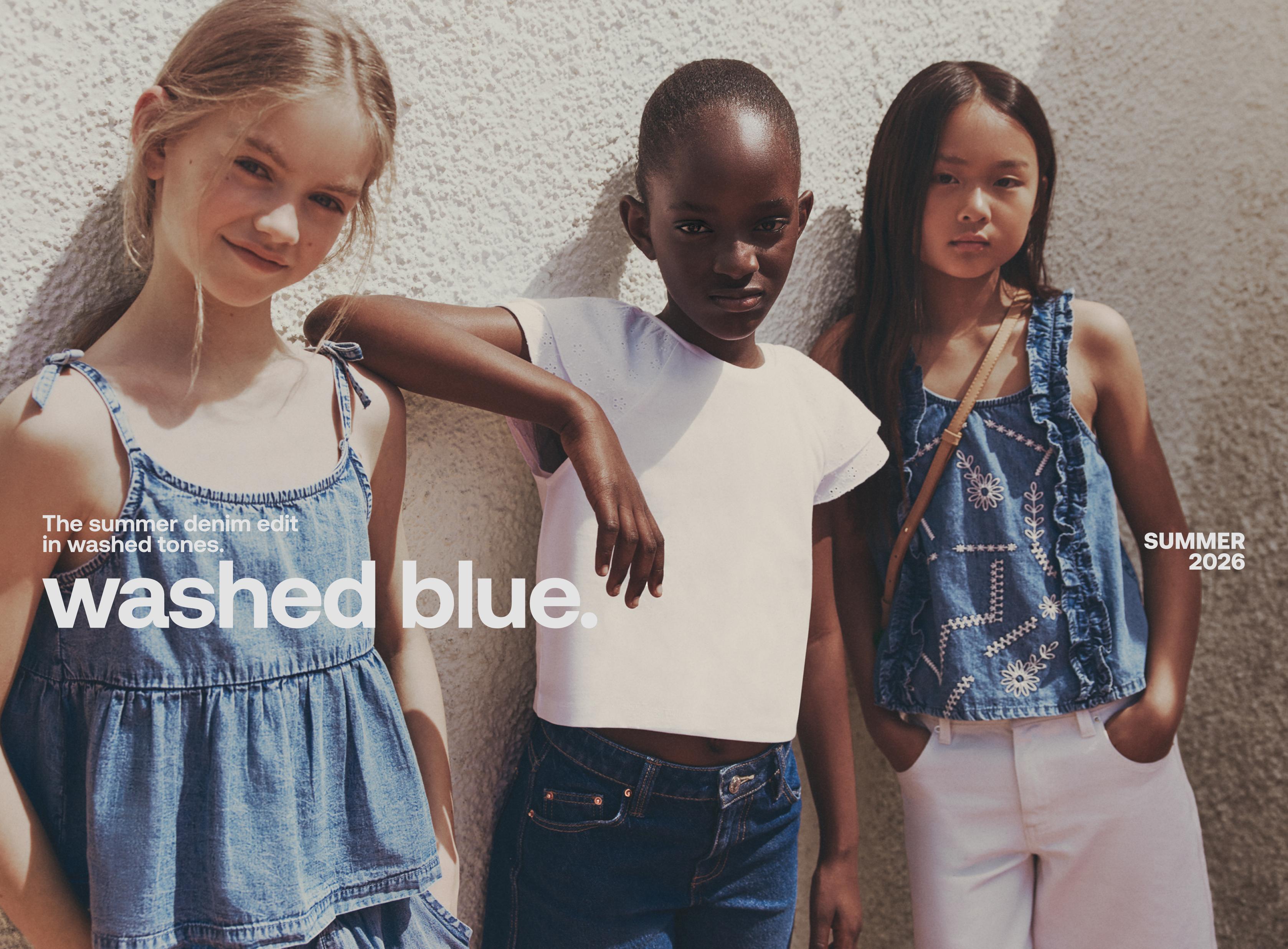 Denim tie-strap top — PALE BLUE