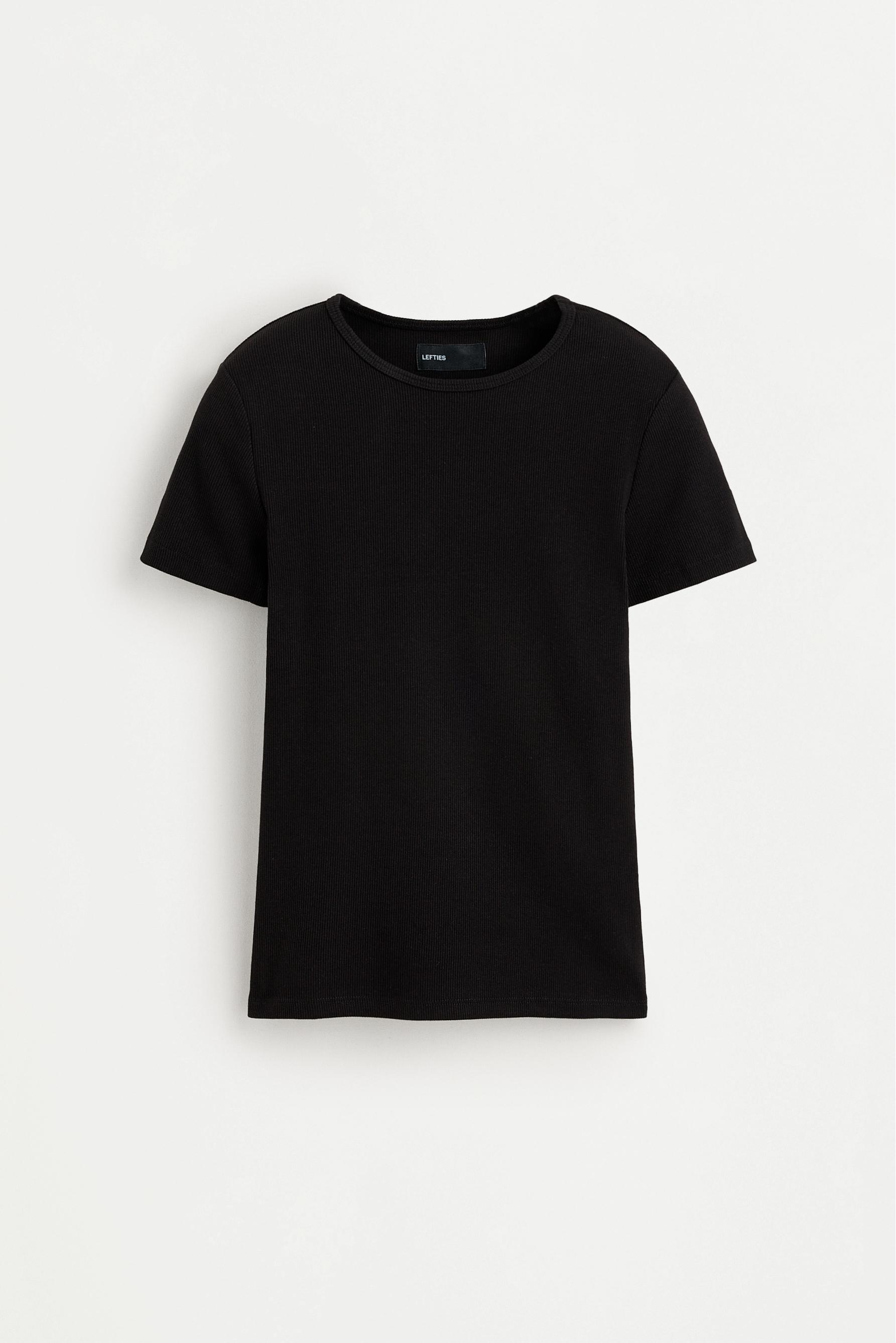 Ribbed T-shirt — BLACK