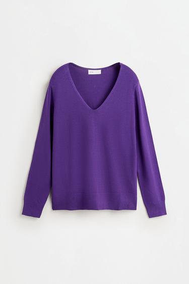 Basic V-neck sweater — LAVENDER 6