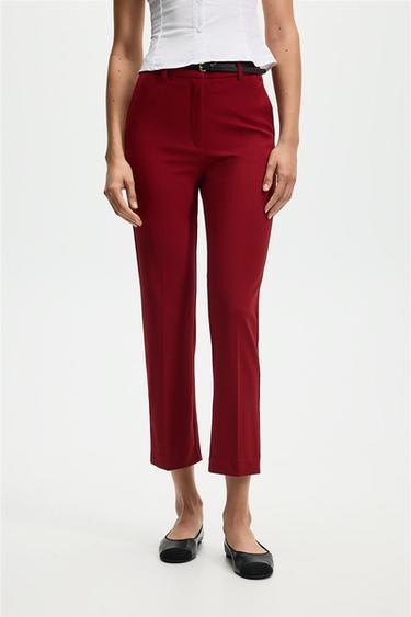 Skinny trousers with belt — DARK PINK 3